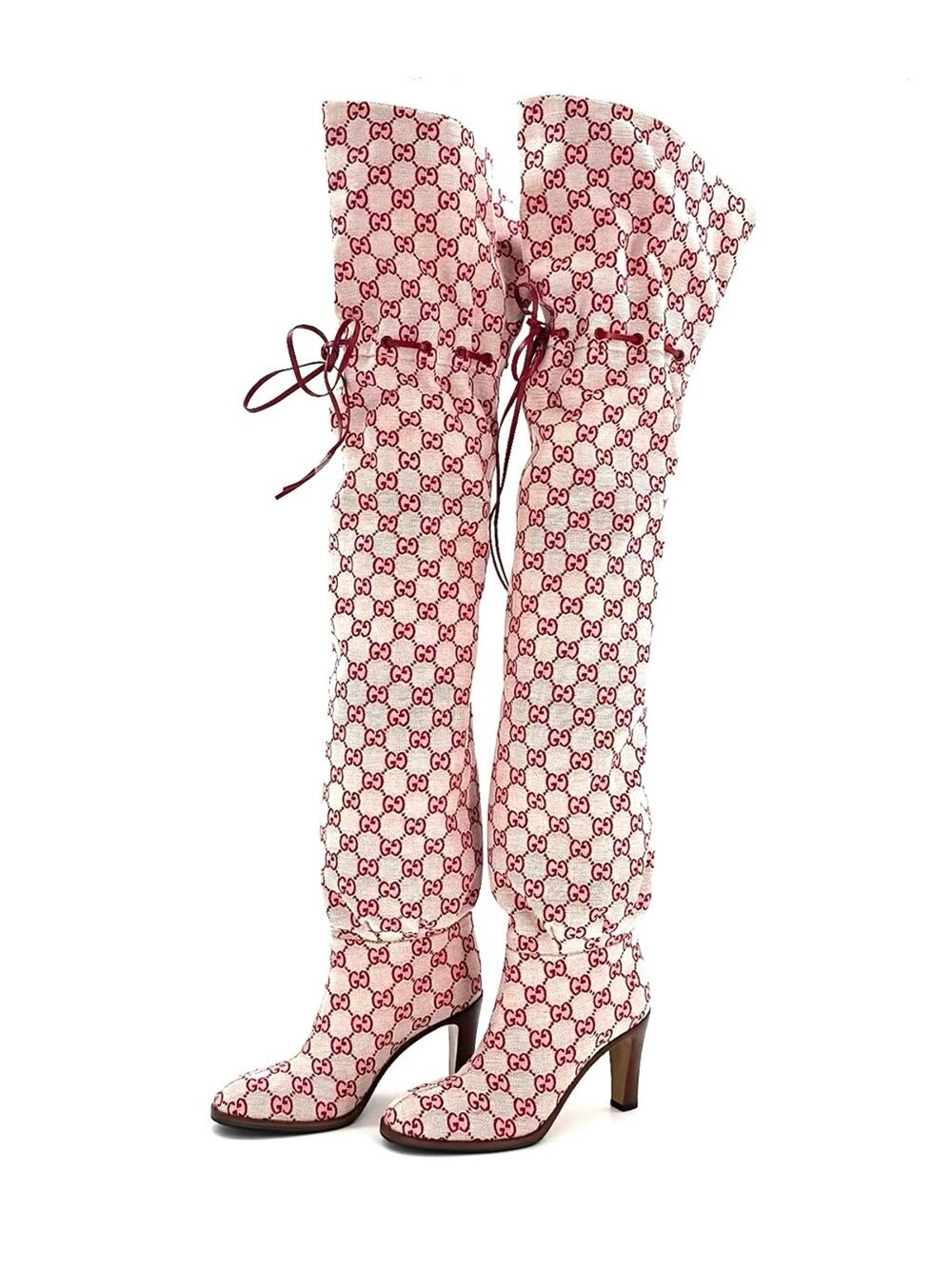 Gucci Lisa GG Monogram Slouch Thigh High Boots 37